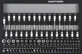 Kraftwerk Steckschlüssel-Einlage Set aus Chrome Vanadium in Silber, 107-teilig, mit 1/4 Zoll, 3/8 Zoll und 1/2 Zoll - Bild 1