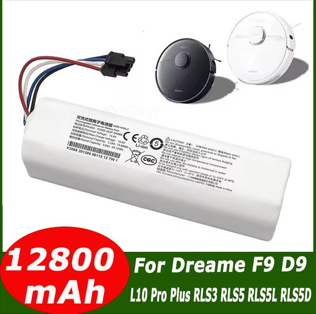 Dreame Original Ersatzakku für Robot Vacuum Mop Cleaner D9 F9 L10 L10 Pro, 12800 mAh Lithium-Ionen-Akku in Weiß - Bild 1