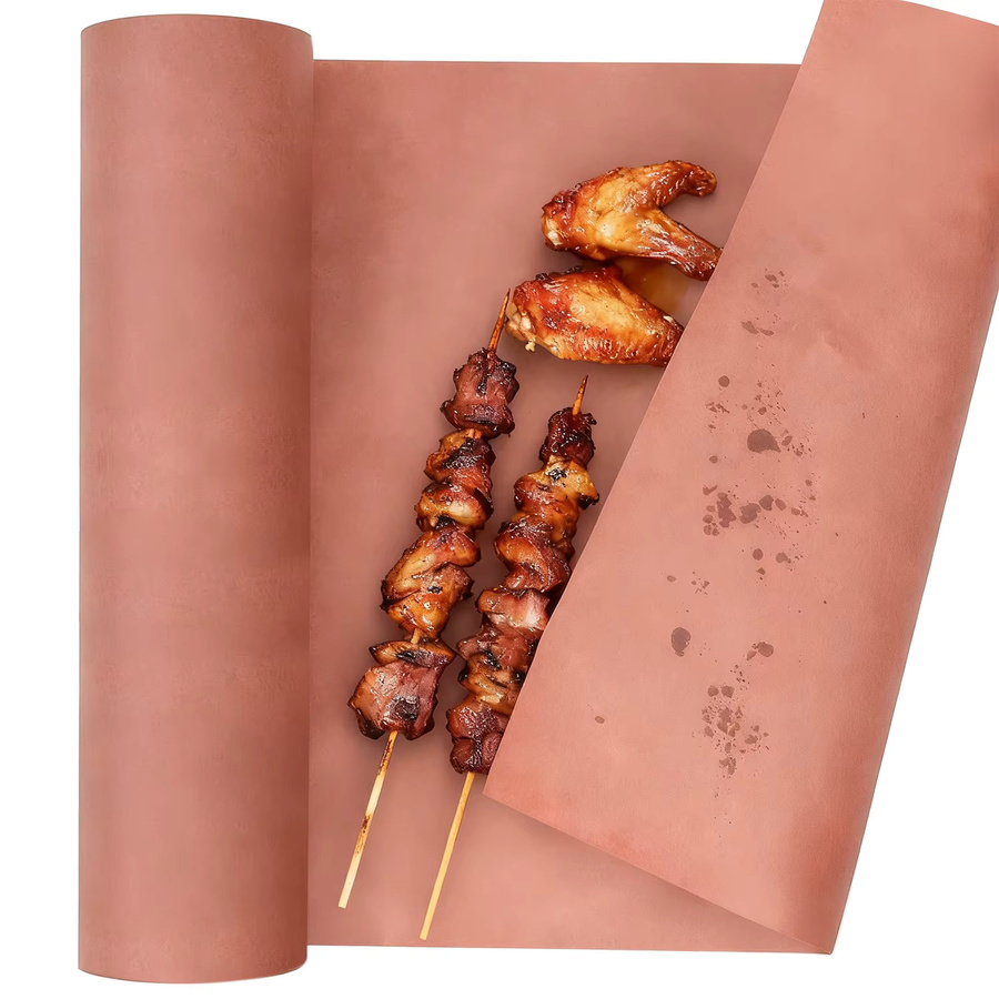 Pfirsichfarbenes Metzgerpapier auf Rolle, 10 m x 30 cm, ölbeständig und reißfest zum Räuchern und Grillen von Fleisch - Bild 2