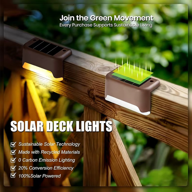 XIWANGFIRE Solar-LED-Außenleuchten im Set für Garten und Terrasse, wasserdichte Solar-Treppenleuchten mit warmweißem Licht und Dämmerungssensor - Bild 5