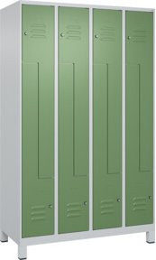 C+P Z-Spind Classic PLUS mit 8 Fächern, Füße, Zylinderschloss, Farbe: Grau/Grün, H x B x T: 195 x 120 x 50 cm - Bild 1