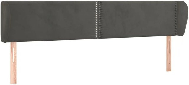vidaXL Kopfteil mit Ohren aus Samt in Dunkelgrau, B/T/H: 203 x 23 x 78/88 cm - Bild 1