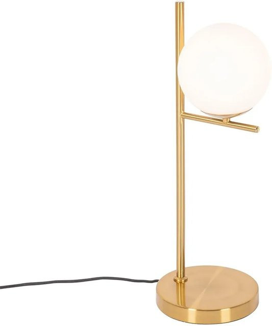 QAZQA Art-Déco-Tischlampe Flore aus Gold und Opalglas, Farbe: Gold - Bild 1