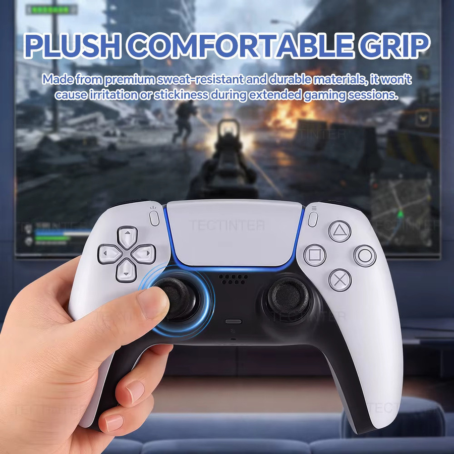 TECTINTER Joystick Ersatz Kappen für PS5 und PS4 Controller, Thumbstick Grip Abdeckung in Schwarz, PlayStation 5 Spiel Zubehör - Bild 4