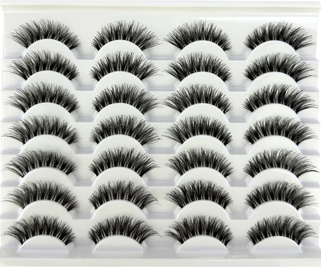Künstliche Wimpern, 14 Paar, handgefertigt, schwarz, natürlich - Bild 1