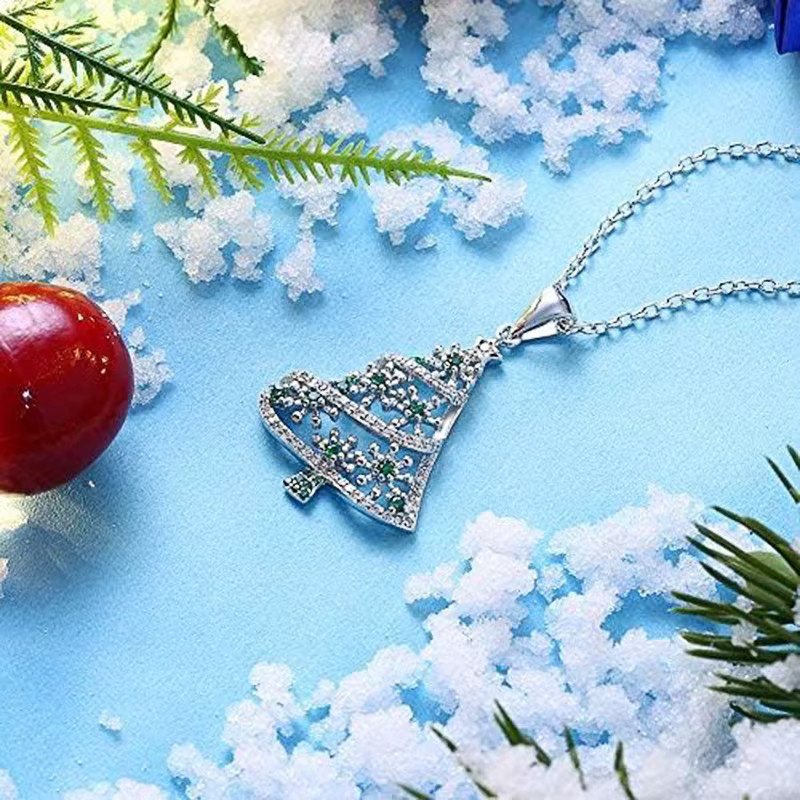 Huita Halskette mit Anhänger, Silber, Zirkonia, Damen, Weihnachtsbaumform - Bild 3