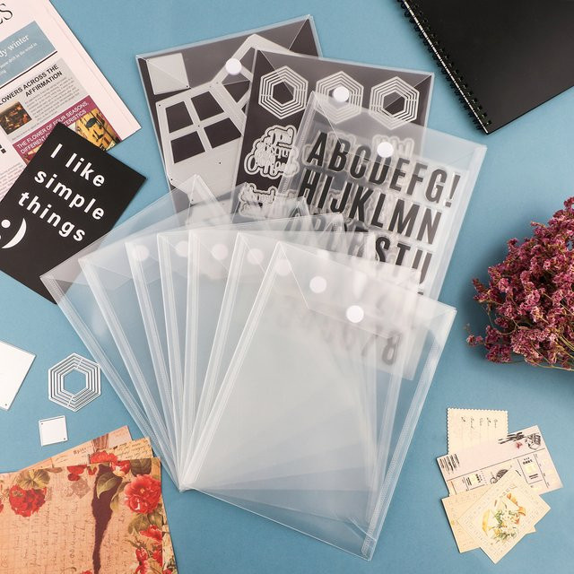 Transparente Aufbewahrungstaschen aus Kunststoff für Stempel und Schablonen, wiederverschließbare Organizer-Umschläge zum Basteln und DIY - Bild 1