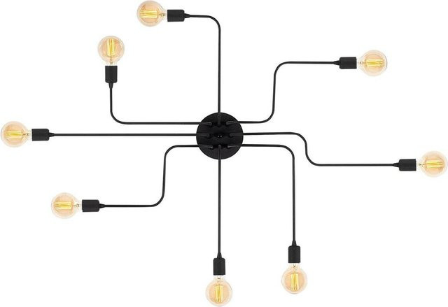 Opviq Deckenleuchte Truva in Schwarz mit 8 E27 Fassungen, B/H/T: 140 x 15 x 140 cm - Bild 1
