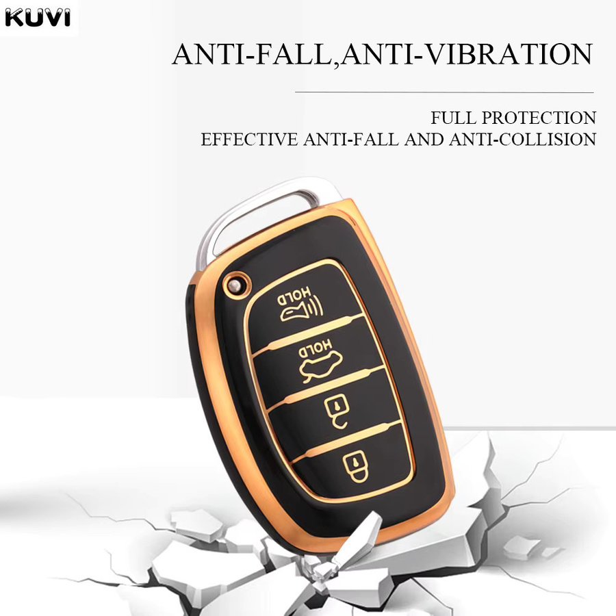 Kuvi TPU Smart Key Case Cover für Hyundai Ix35 Ix45 I10 I30 I40 Tucson Santa Fe Rena Sonata Elantra Creta Keyless Entry Fob mit 4 Tasten - Bild 3