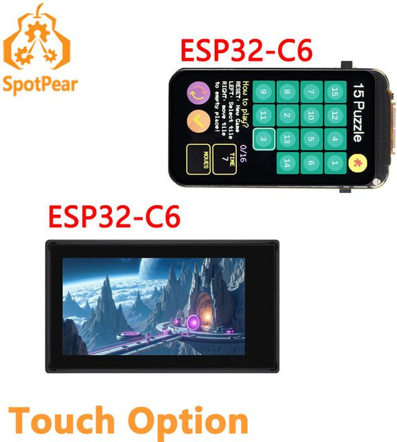 Spotpear ESP32-C6 Modul mit 1,47 Zoll LCD IPS Touch Display 172x320 Pixel, WiFi 6 und Bluetooth, Schwarz - Bild 1