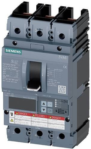 Siemens 3VA6110-5KM31-2AA0 Leistungsschalter in Grau mit einem Einstellbereich von 40 - 100A und einer maximalen Schaltspannung von 600 V/AC - Bild 1