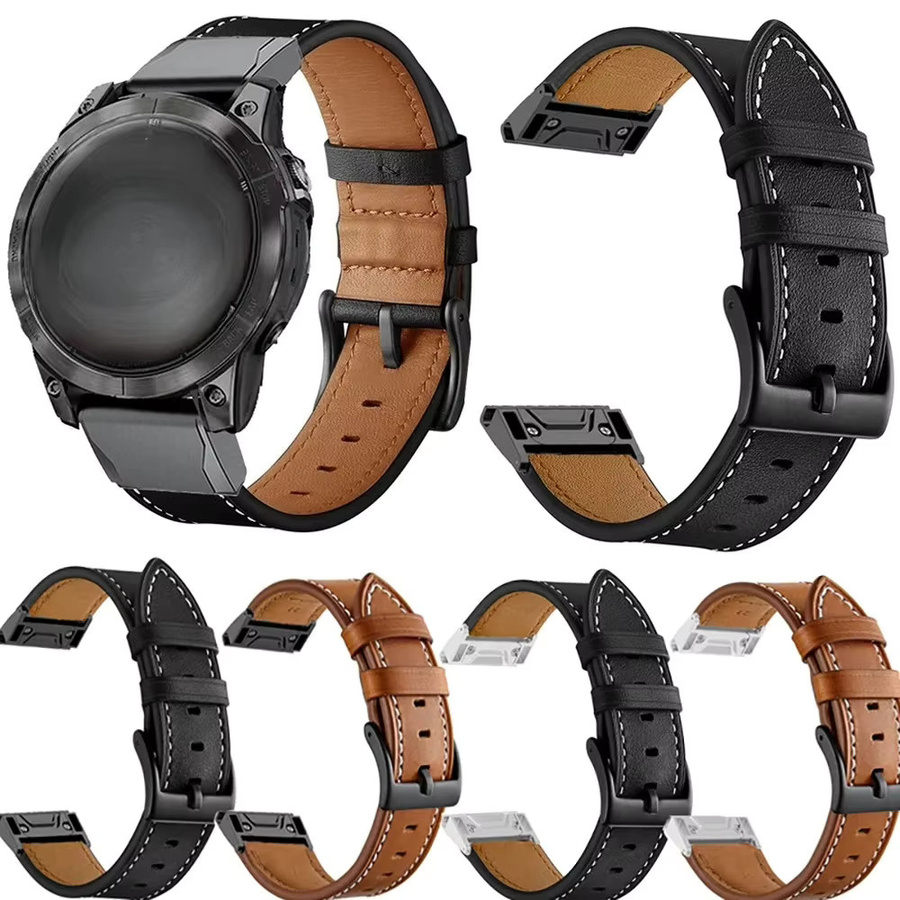 QCTOG Uhrenarmband Leder, Schwarz, 26mm, 22mm - Bild 2