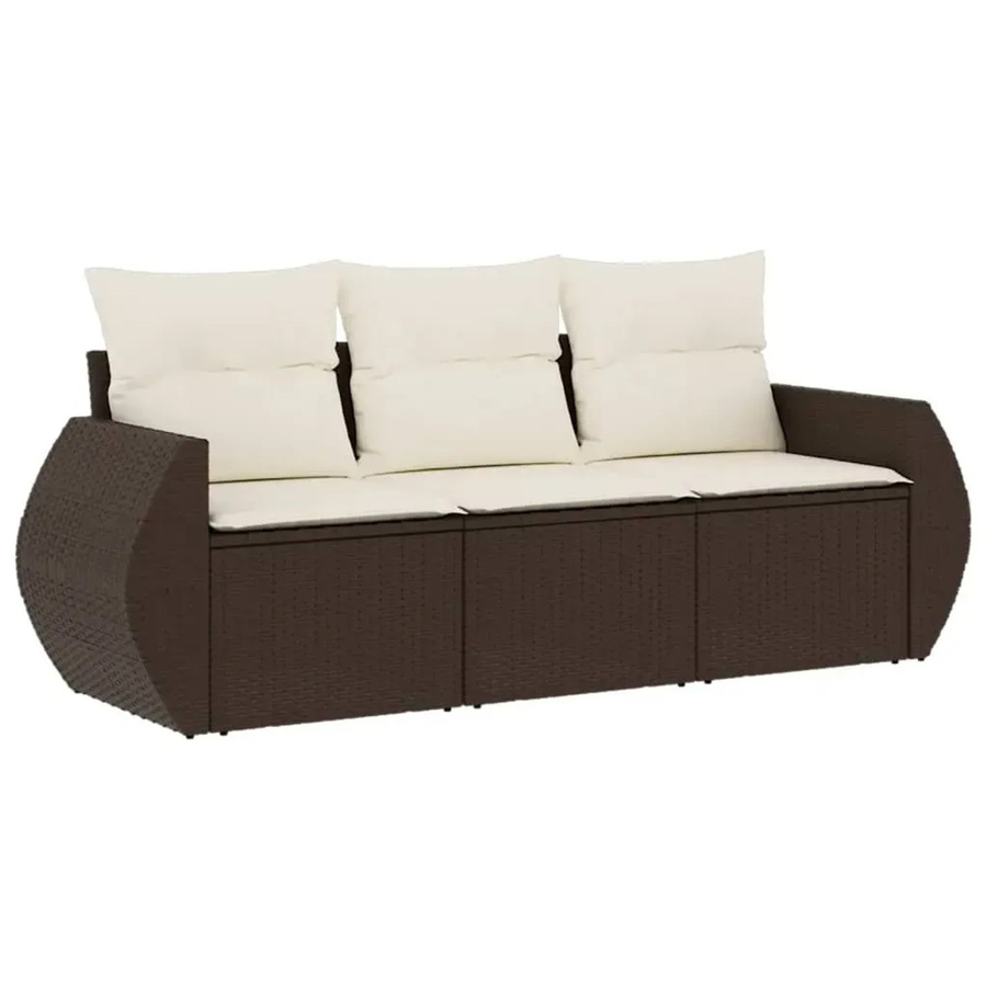 vidaXL 3-teilige Garten-Sofagarnitur in L-Form aus braunem Poly-Rattan mit Sitzkissen und Stauraum - Bild 2