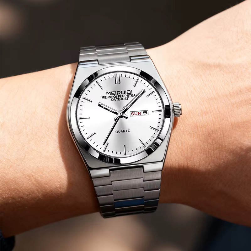 MEIRUIQI Armbanduhr Quarz, Edelstahl, Silber, Datum, Herren - Bild 6
