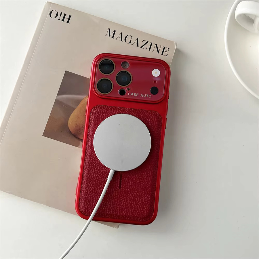 Xeber Magnetische Leder-Textur Handyhülle für iPhone mit MagSafe Schutzfunktion in Weiß - Bild 2