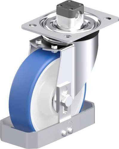 Blickle L-POTHS 160K-CS11-FS Stahlblech-Lenkrolle in Blau mit 160 mm Rad-Durchmesser und 400 kg Tragfähigkeit - Bild 1