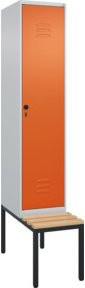 C+P Spind Classic PLUS Garderobenschrank mit Sitzbank, 1 Abteil, B/T/H: 212,0 x 40,0 x 81,5 cm, Sicherheits-Drehriegel, 4 Garderobenhaken und mittiger Trennwand - Bild 1