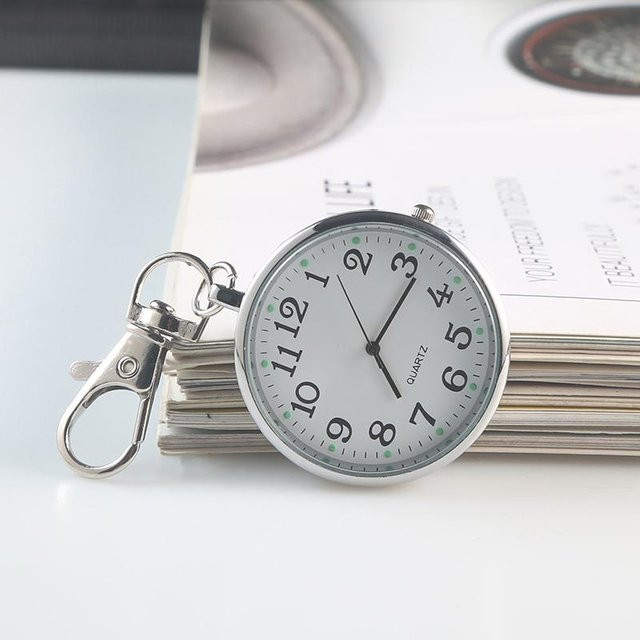 Taschenuhr Schlüsselanhänger, Metall, gray, Vintage, Unisex - Bild 1