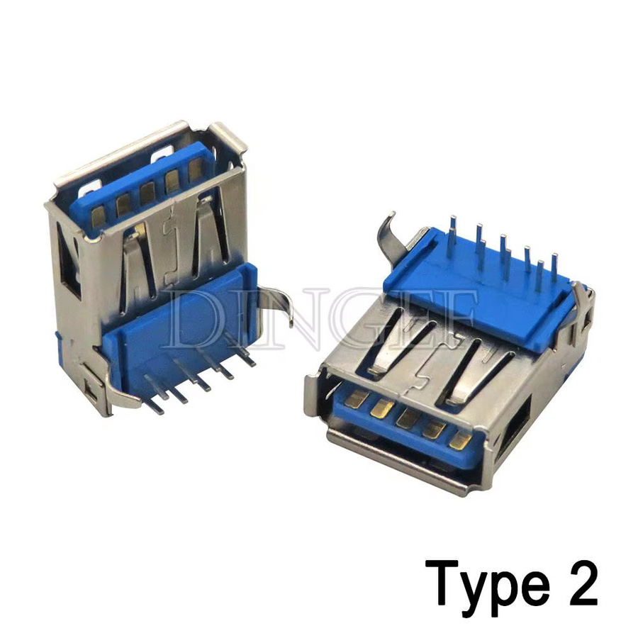 5er Set USB 3.0 Stecker und Buchsen Typ A in Silber für PCB Lötverbindungen mit 90 oder 180 Grad Winkel - Bild 2