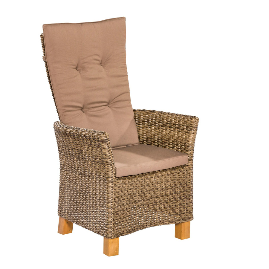 Merxx Toskana Hochlehner 2er-Set aus Akazienholz und Kunststoffgeflecht in Beige oder Braun, B/H/T: 66 x 111 x 61 cm - Bild 2