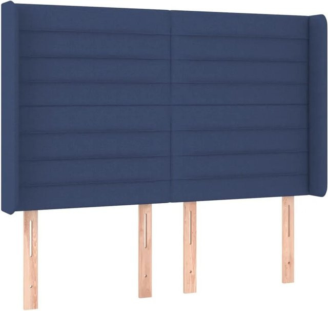 vidaXL LED Kopfteil in Blau mit USB-Ladeanschluss und integrierter Beleuchtung, gepolstert aus Stoff, B/H: 147 x 118/128 x 16 cm - Bild 1