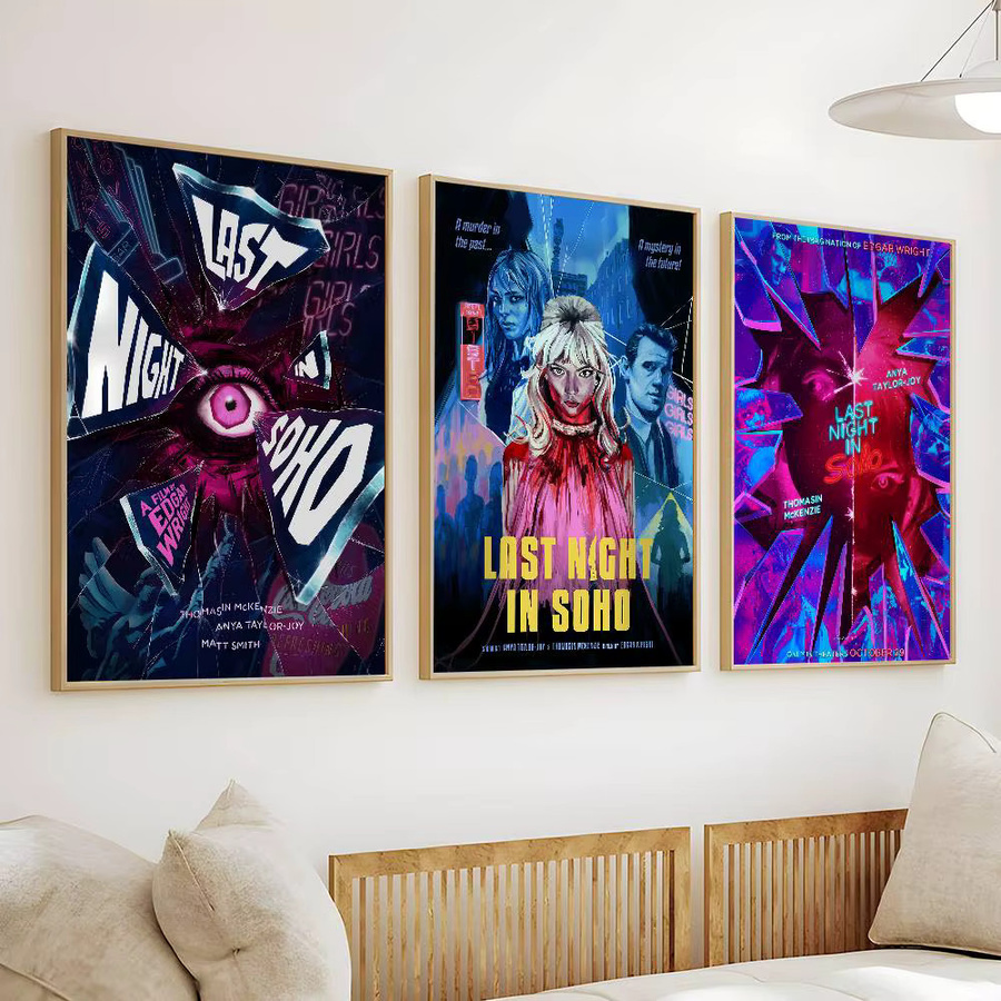 Letzte Nacht in Soho Filmplakat als wasserdichter Wandkunstaufkleber in Multicolor, Retro-Design, B/H: 15 x 15 cm - Bild 4