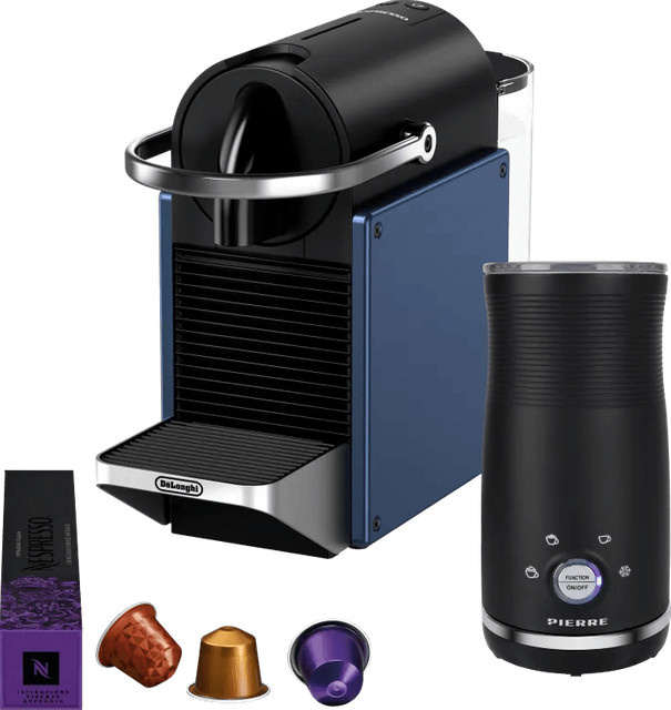 De'Longhi Nespresso Pixie EN127.BL Kapselkaffeemaschine in Schwarz-Blau inklusive Pierre Milchaufschäumer - Bild 1