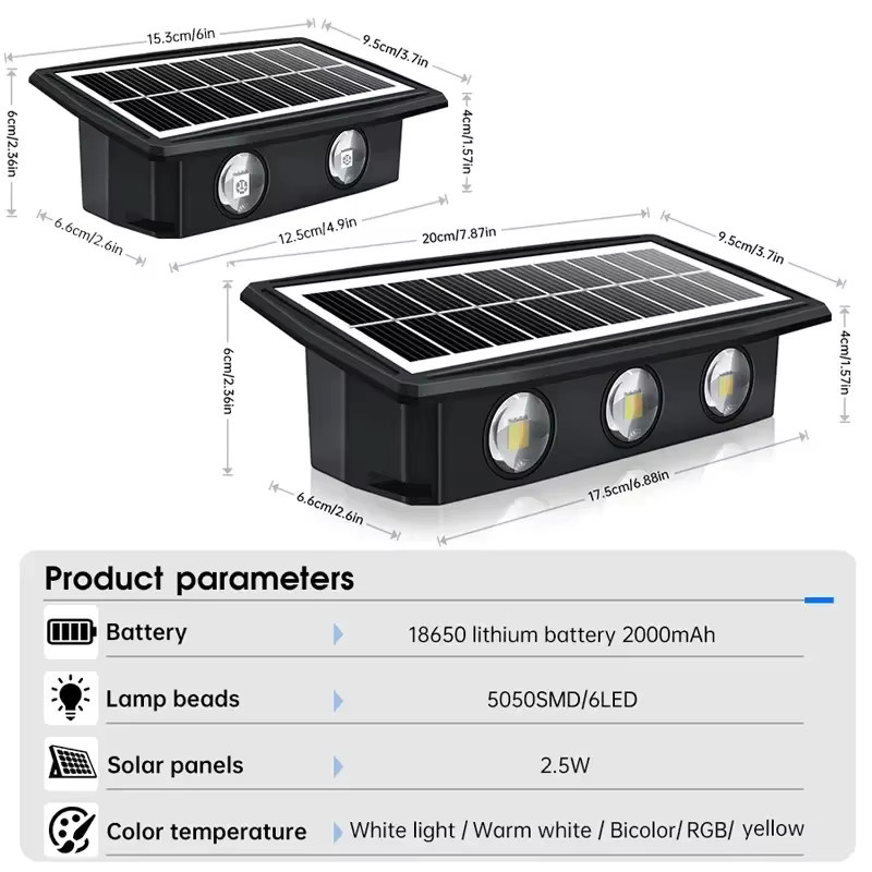 IEEYEEY Solar LED Wandlampe für den Garten in Schwarz mit Up-and-Down-Beleuchtung - Bild 5