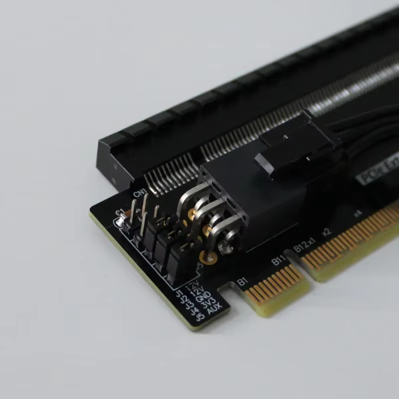 ADT-Link PCI Express 5.0 16x Riser Extended Card Gen5 Testadapter für 1U 2U 4U ATX Gehäuse in Schwarz - Bild 4
