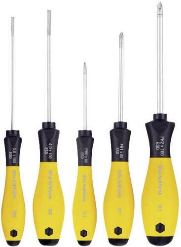 Wiha SoftFinish ESD Schraubendreher-Set 5-teilig mit Schlitz und Phillips - Bild 1
