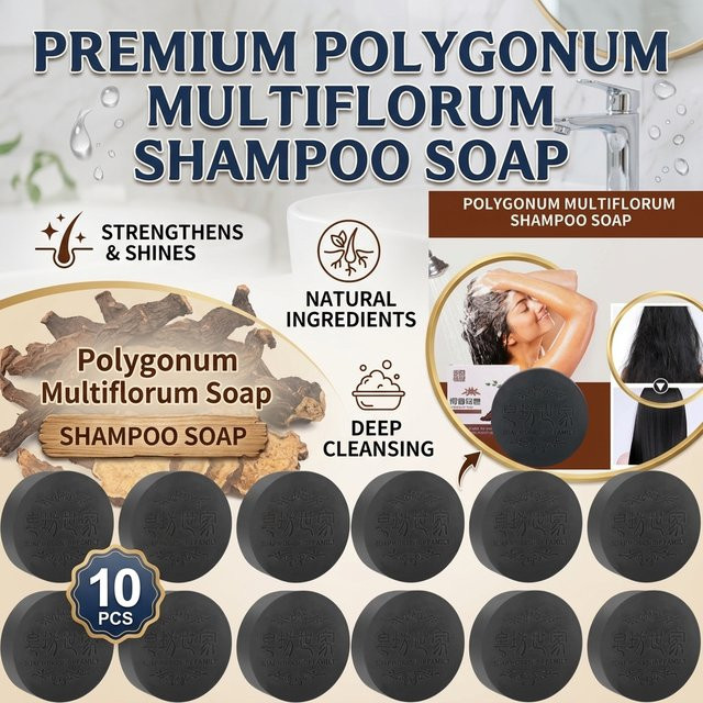 Polygonum Multiflorum Haarseife, 10 x 100g, Unisex - Bild 1