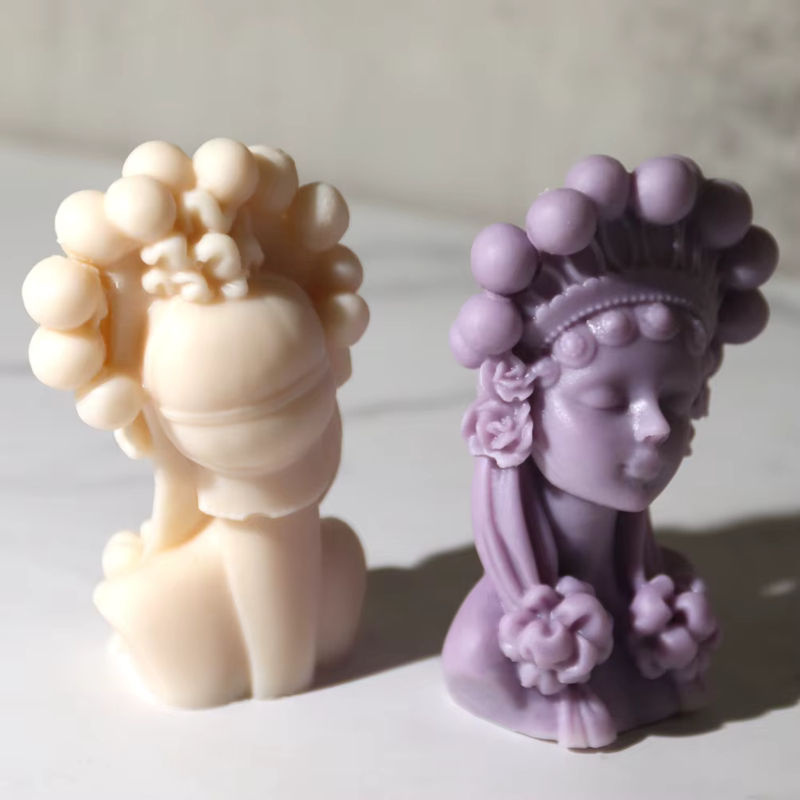 3D Silikonform für Duftkerzen im Stil der chinesischen Peking Oper mit weiblichem Porträt in Lila zur Herstellung von Gips- oder Kunstharzfiguren - Bild 4