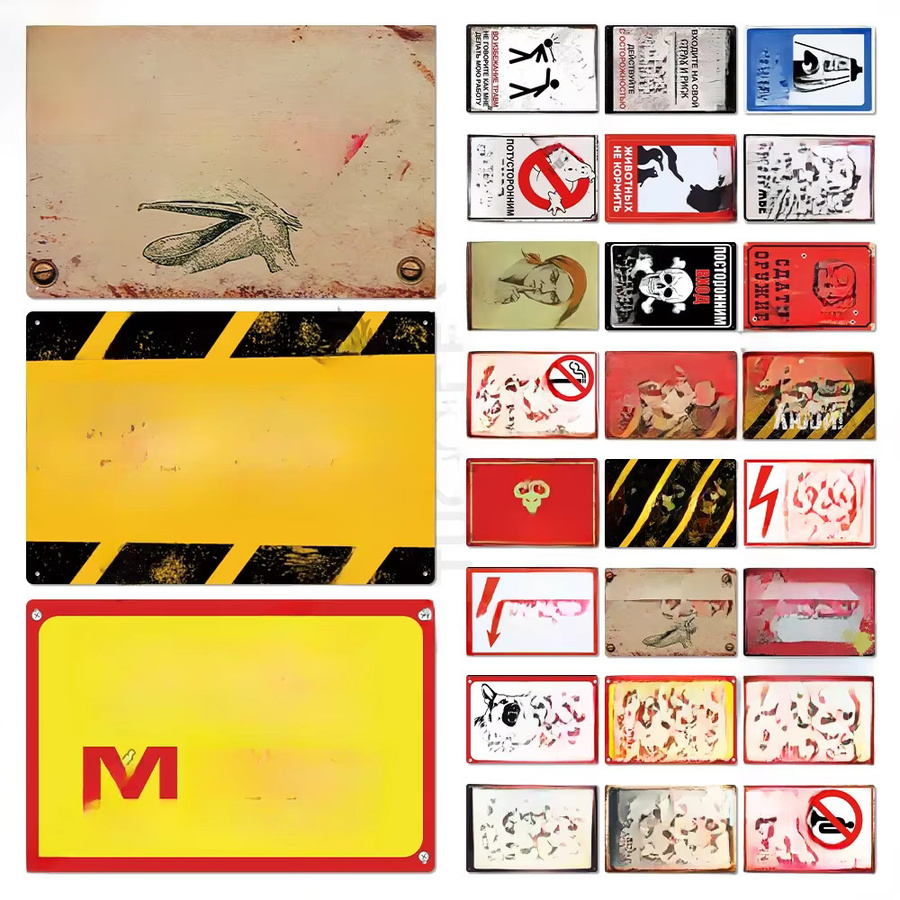 Putuo Dekor Vintage Metall Plakette Russisches Warnschild als Zinn-Wandschild für Bar, Garage oder Werkstatt, Mehrfarbig - Bild 2