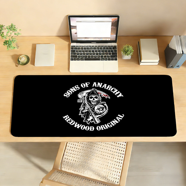 S-Sons Of A-Anarchy XXL Mousepad Schwarz rutschfeste Schreibtischunterlage für PC und Laptop - Bild 1