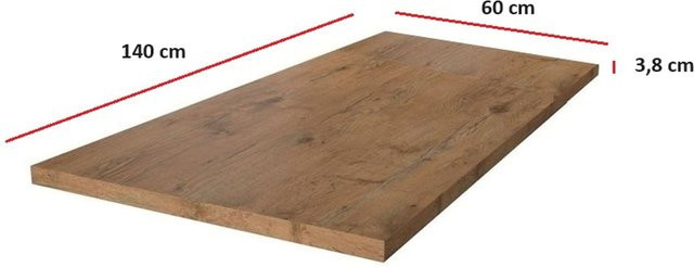 Küchenarbeitsplatte Vigo in Eiche Lancelot, braun, B/T/H: 140 x 60 x 3,8 cm - Bild 1