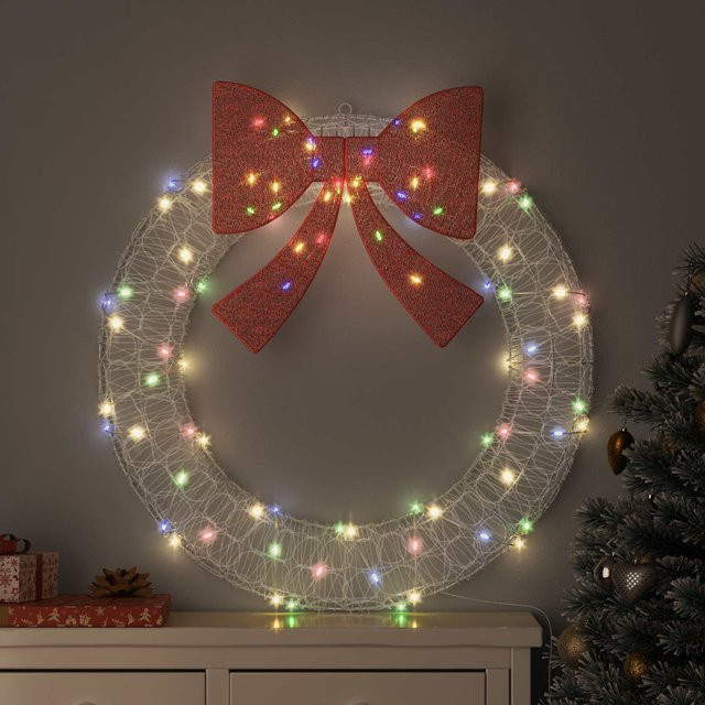 vidaXL LED-Kranz RGB Mehrfarbig mit 80 LEDs aus Acryl, B/T/H: 92 x 92 x 9,5 cm - Bild 2