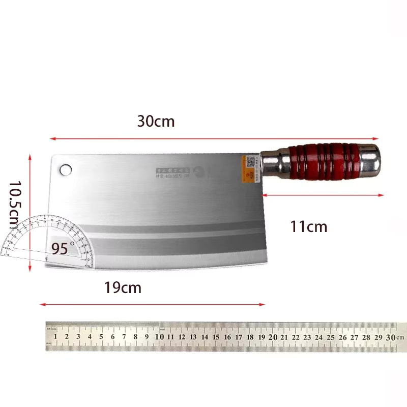SHUOJI Cleaver Kochmesser aus Edelstahl mit Holzgriff in Silber und Rot, 19 cm Klinge - Bild 4