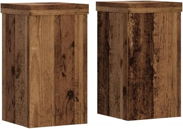 vidaXL Pflanzenständer 2er Set in Altholz-Optik aus Holzwerkstoff, Farbe: Braun, B/T/H: 10 x 10 x 18 cm - Bild 1