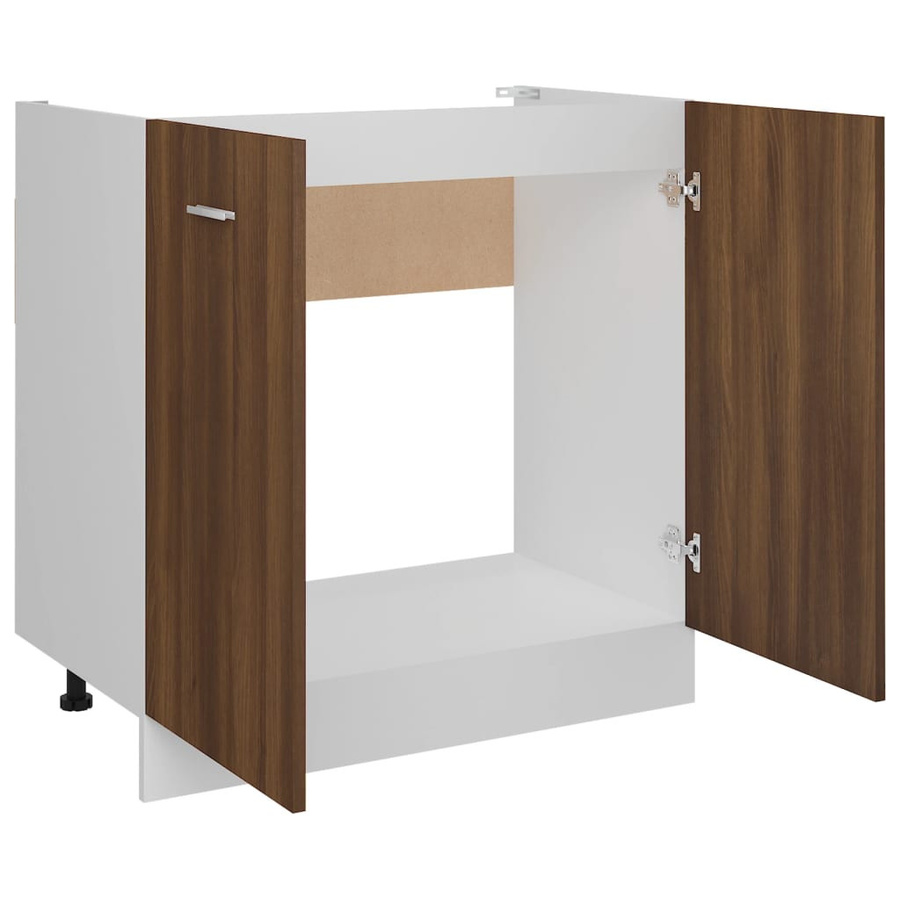 vidaXL Spülenunterschrank in Eiche Braun aus Holzwerkstoff, B/T/H: 80 x 46 x 81,5 cm - Bild 2