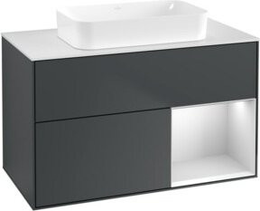 V&B Waschtischunterschrank Finion mit Wandbeleuchtung, Breite: 100 cm, Tiefe: 60,3 cm, Lackiert - Bild 1