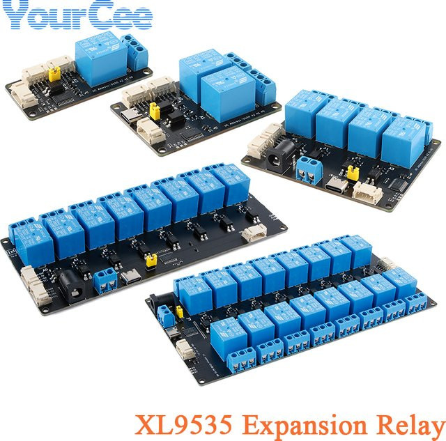 Your Cee XL9535 1-16-Wege-Kanal-Erweiterungsrelaismodul mit 5V Stromversorgung, Optokoppler-Isolationsplatine und I2C-Kommunikation in Blau - Bild 1