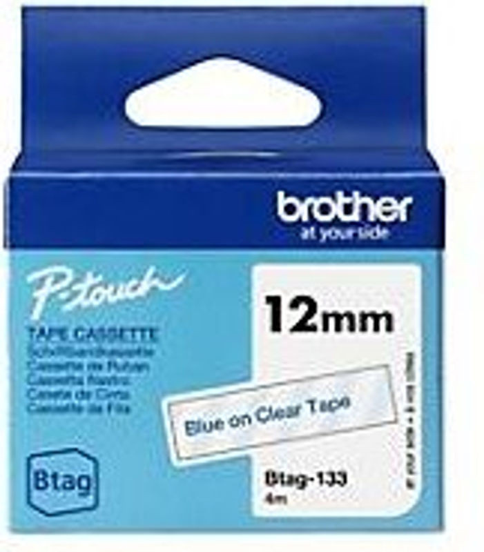 Brother BTAG-133 Klebeband Blau auf transparent, Breite: 1,2 cm, Länge: 4 m - Bild 1