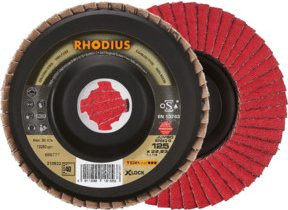 Rhodius TOPline JUMBO SPEED P X-LOCK Fächerschleifscheibe Rot Durchmesser: 115 mm, Bohrung: 22,23 mm, Körnung: K40 - Bild 1