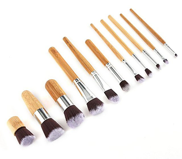 GoolRC Make-up Pinselset, 11 Stück, Bambusgriff, beige - Bild 1