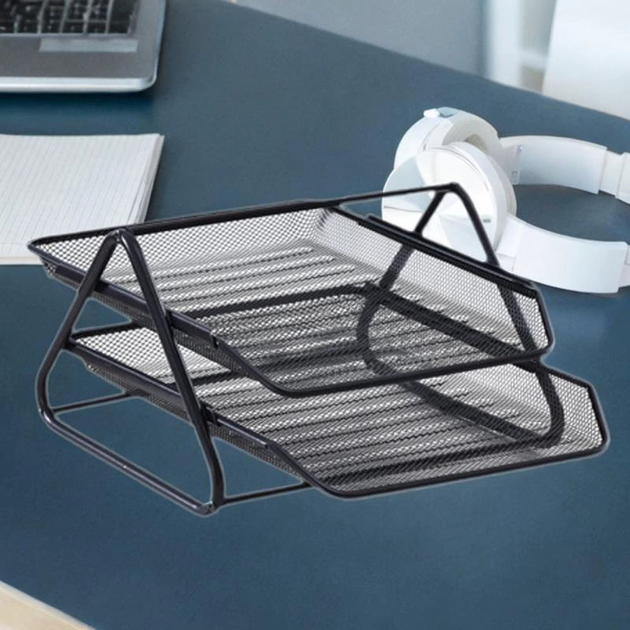 Sharprepublic Mesh Desktop Datei Sortierer Organizer aus Metall mit 2 Ebenen in Schwarz - Bild 3