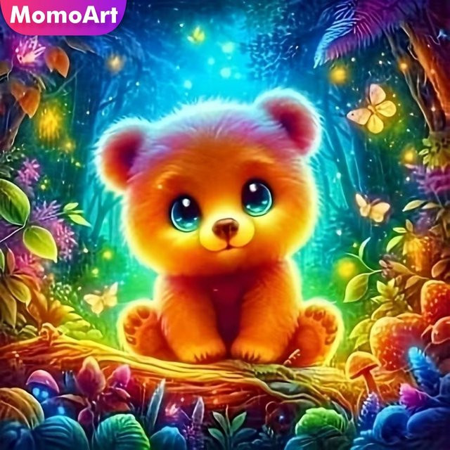 Momoart Diamant-Stickerei Bär DIY Malerei Cartoon Diamant-Mosaik, Multicolor, B/B/B: 20 x 20 x 20 cm - Bild 1