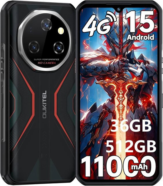 OUKITEL WP55S Smartphone mit Android 15, 512 GB Speicher, 36 GB RAM, 6.6 Zoll Display und 11000mAh Akku, Orange - Bild 1