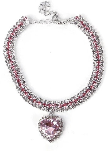 Katzenhalsband, Strasssteine, rosa, 20-25 cm - Bild 1