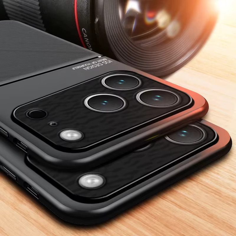 Magnetische Apple iPhone Schutzhülle mit Luxus Leder Textur in Schwarz oder Rot - Bild 4