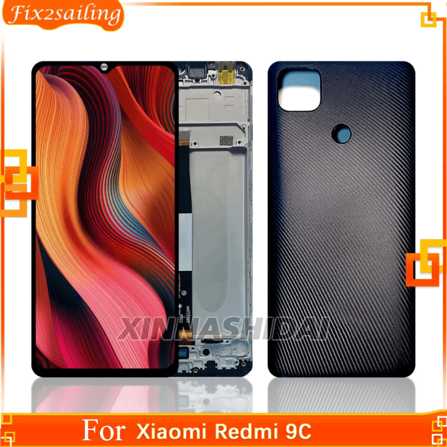 Xiaomi Redmi 9C LCD-Display Touchscreen mit Rahmen und Batterieabdeckung in Schwarz - Bild 1